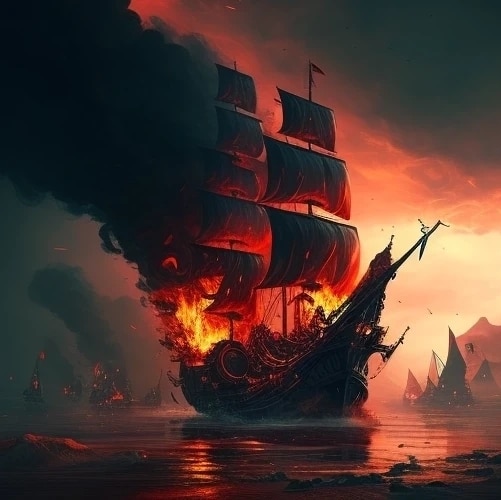 Holy Flame in Stormy Sea